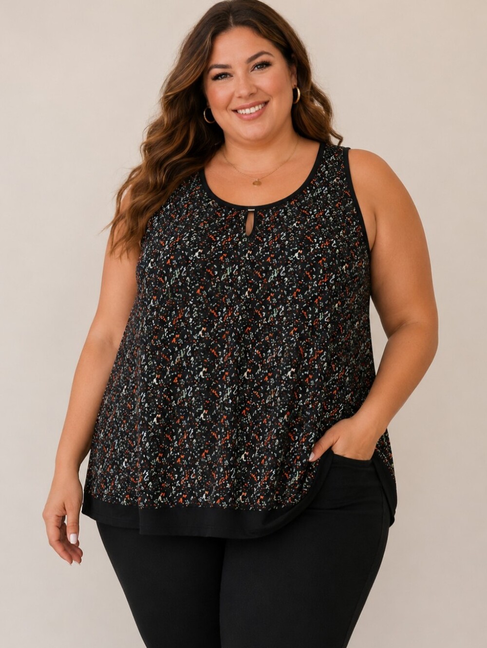 🌿 Penningtons Sleeveless Printed Tank Top – Size 1X